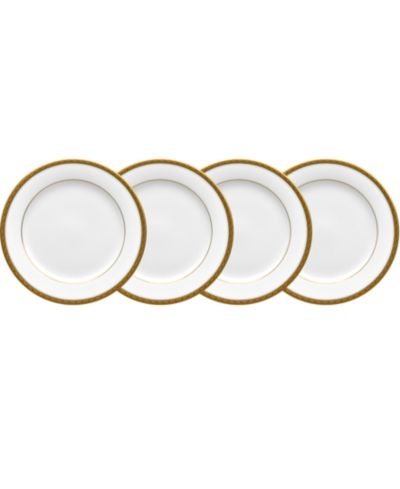Noritake Charlotta Gold 4 Piece Bread Butter/Appetizer Plates Set, Service for 4