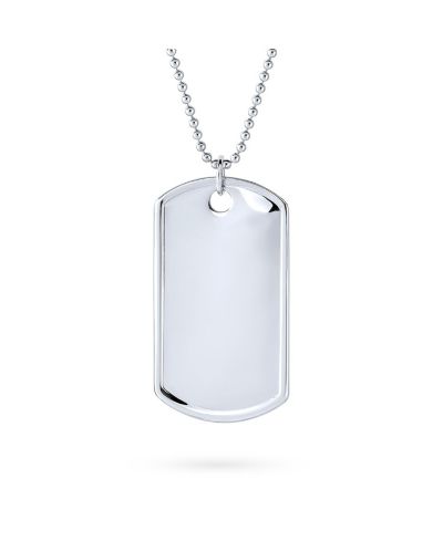 Bling Jewelry X-Large Military Dog Tag Pendant Necklace 20 Inch Ball Chain