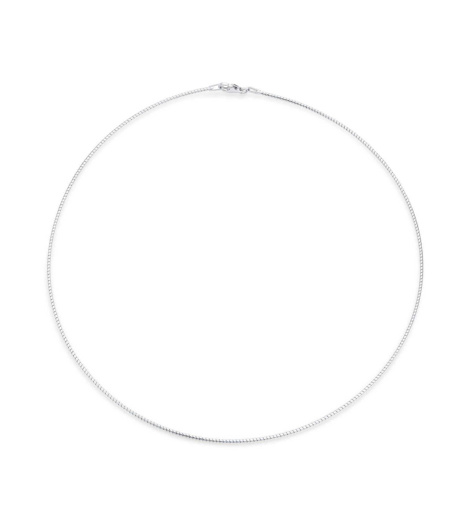 Bling Jewelry Simple Thin Slider Omega Cubetto Chain Snake Flex Collar Necklace