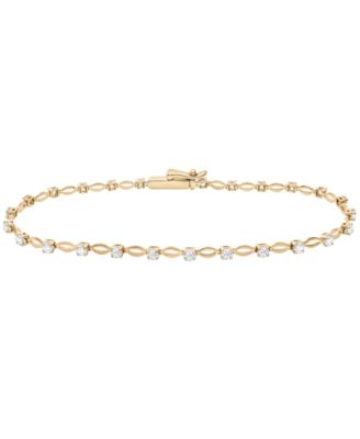Macy's Diamond Station Link Bracelet (1 ct. t.w.) in 10k Yellow Gold