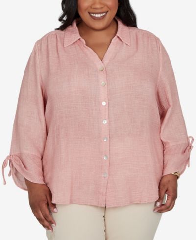 Женский топ Alfred Dunner Plus Size Camden Market из гофрированного газа с пуговицами