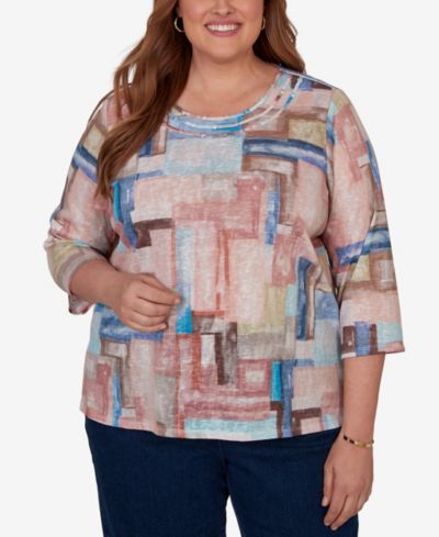 Трикотажный топ Alfred Dunner Plus Size Camden Market с цветными блоками