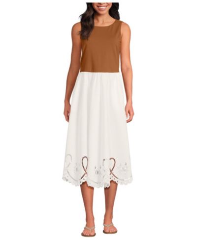 Lands' End Women's Embroidered Duet Midi Dress