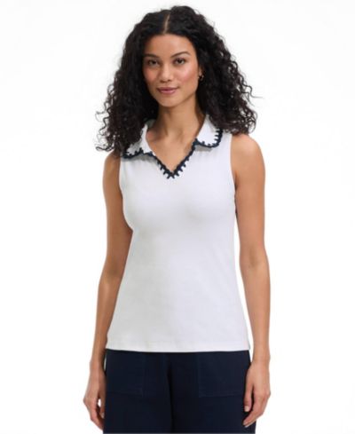 Женский трикотажный поло Lands' End Sleeveless Micro Rib