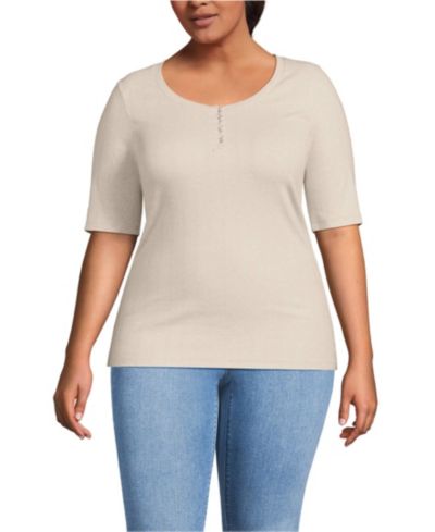 Женский топ Lands' End Plus Size Henley с микроребром