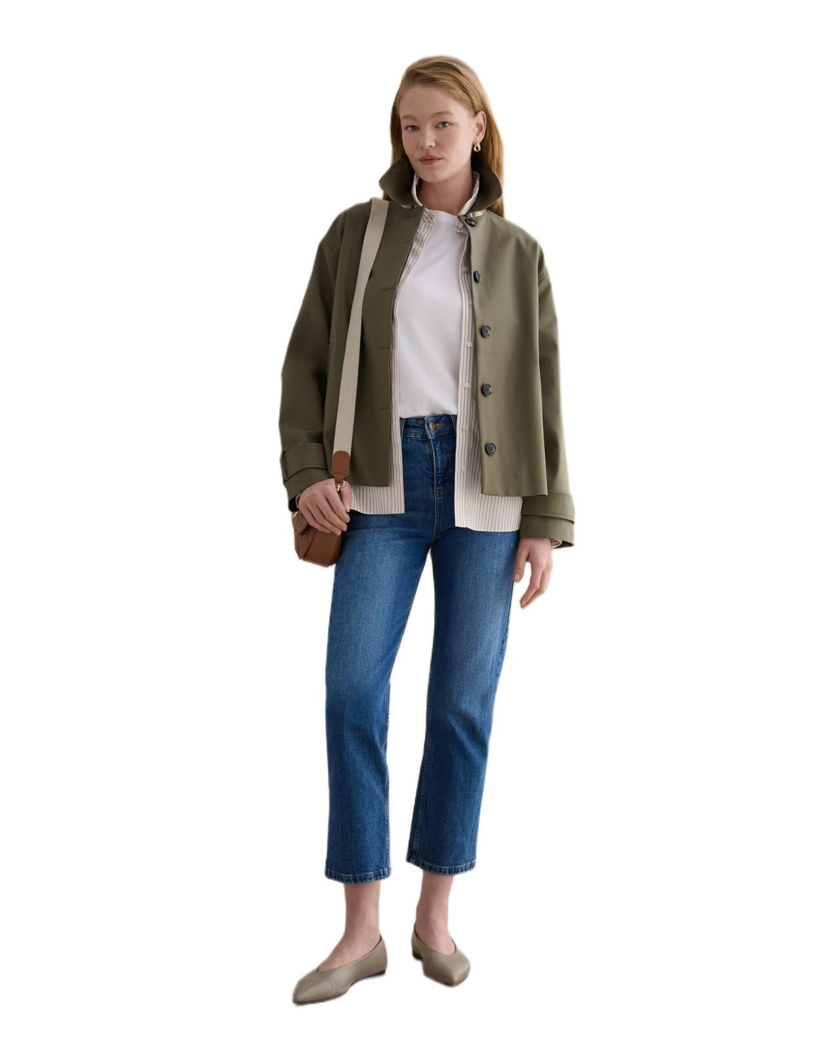 Hobbs London Women's Frida Collared Cropped Trench Coat