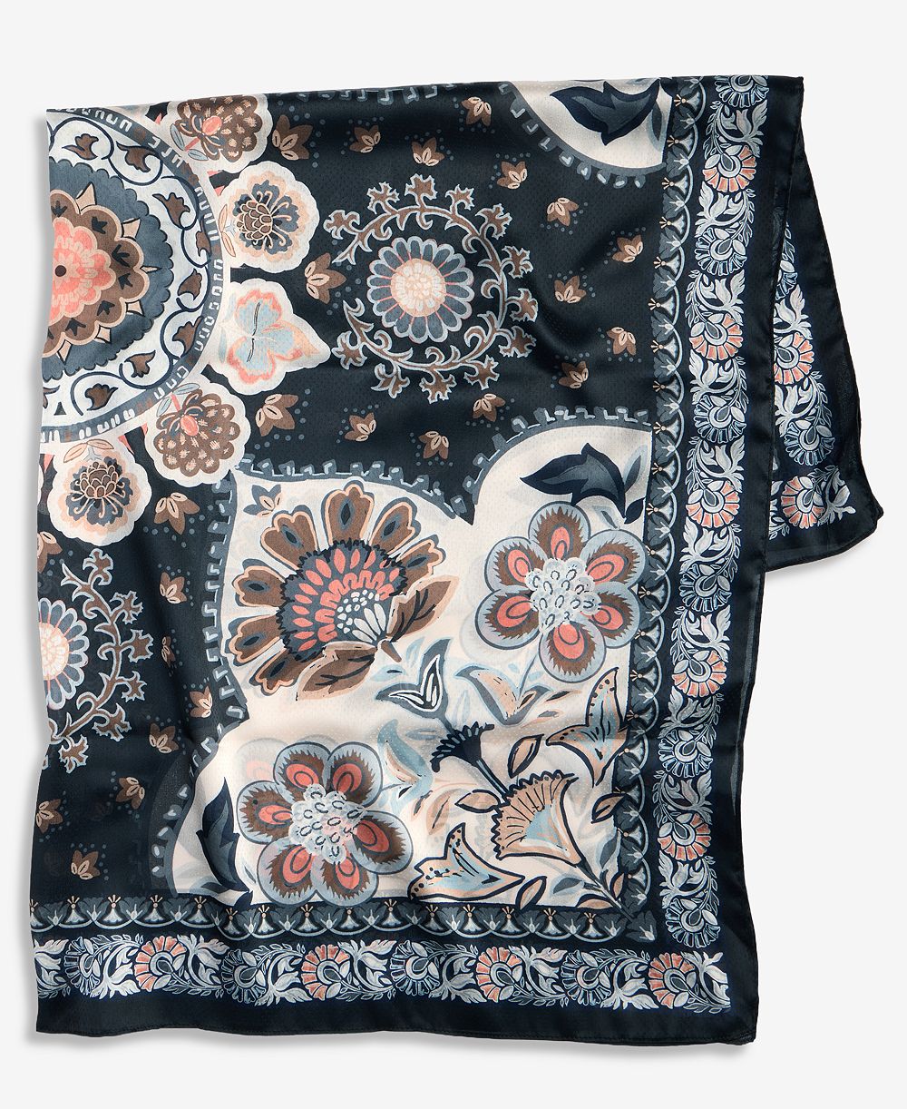 I.N.C. International Concepts Medallion Contrast Floral Square Scarf, Macy's Exclusive