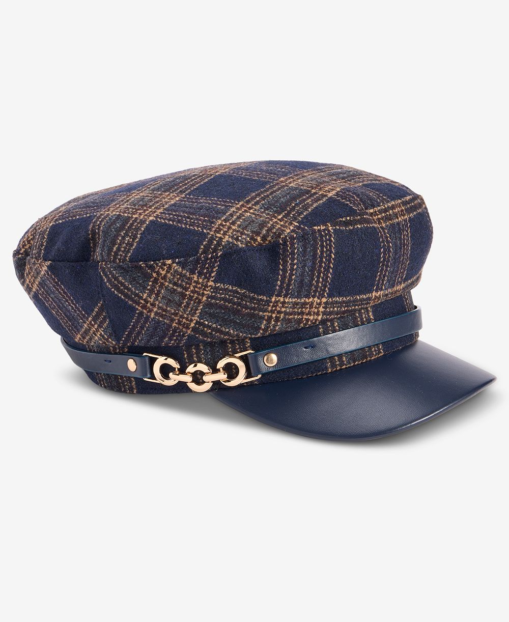 I.N.C. International Concepts Plaid Horsebit Conductor Cap, Macy's Exclusive