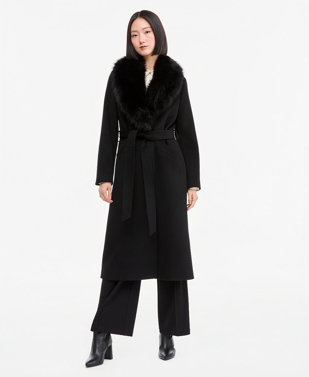 Michael Michael Kors Women's Belted Faux-Fur Trimmed Wrap Coat