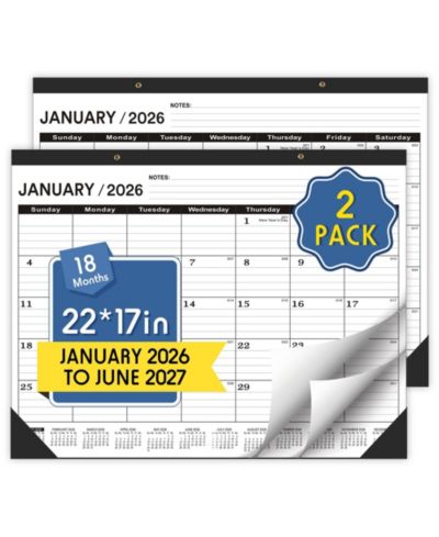 GNUADZ Desk Calendar 18 Month PVC Cover Round Holes Notes  2026