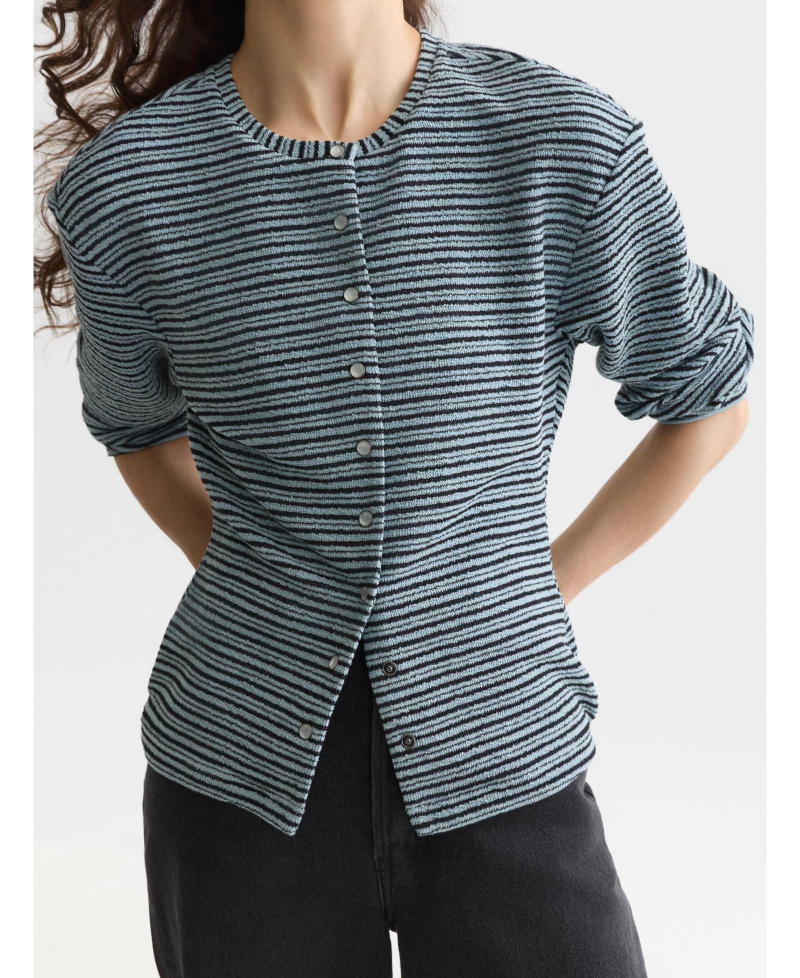 SCOTCH & SODA Women's Scotch and Soda Sweatshirts Stripe Button Down Sweatshirt