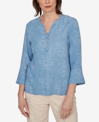 Женский топ Alfred Dunner Petite Camden Market с вышивкой, мягкий
