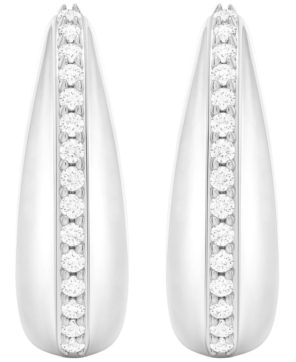 Серьги-кольца с бриллиантами в серебряном цвете 1/2 ct. t.w.