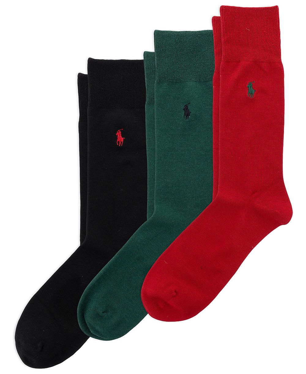 Мужские носки Polo Ralph Lauren из мягкой плоской вязки, набор из 3 пар, вискозная смесь