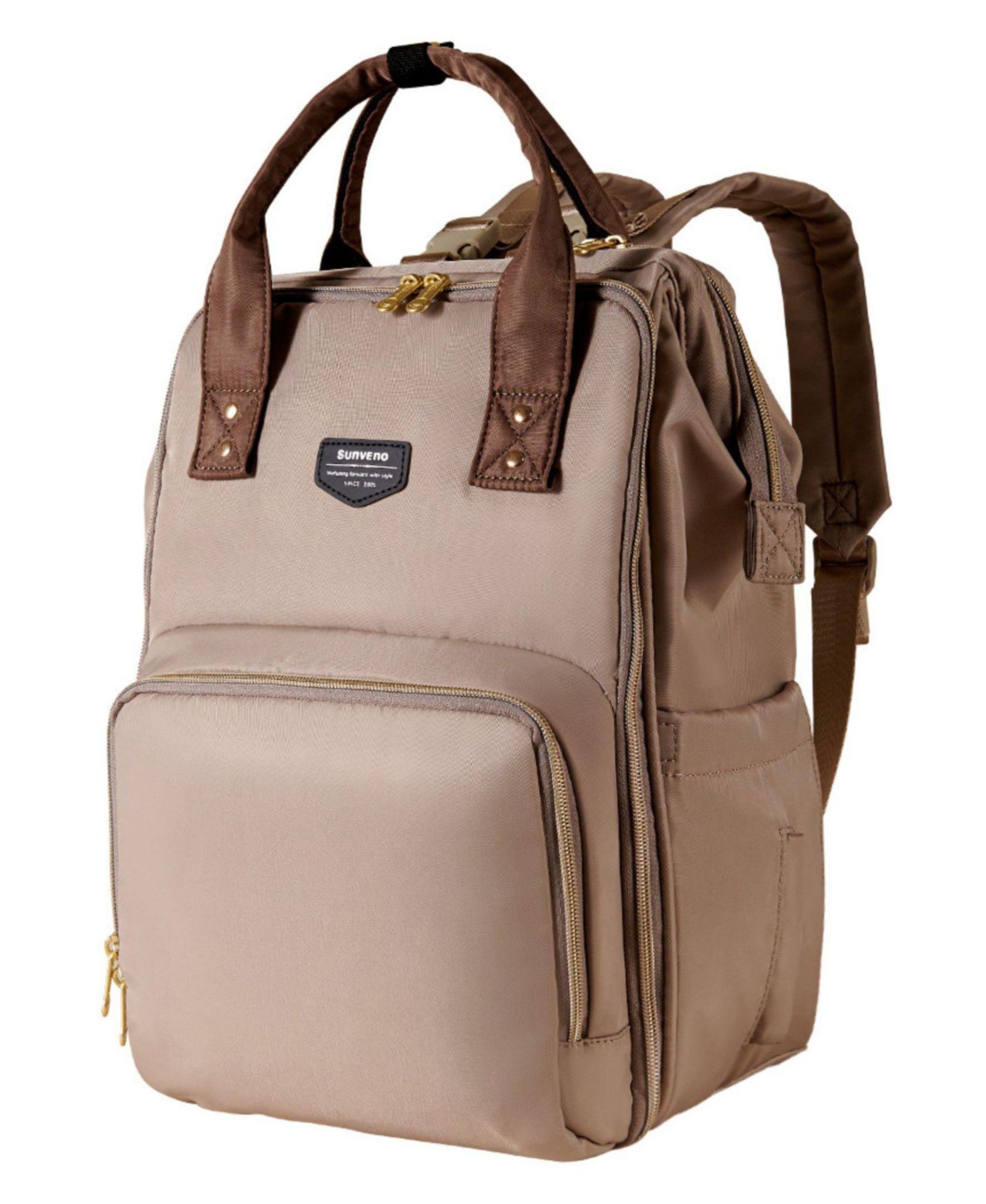 SUNVENO Open-Wide Frame Diaper Backpack with Insulated Bottle Pockets and Changing Pad