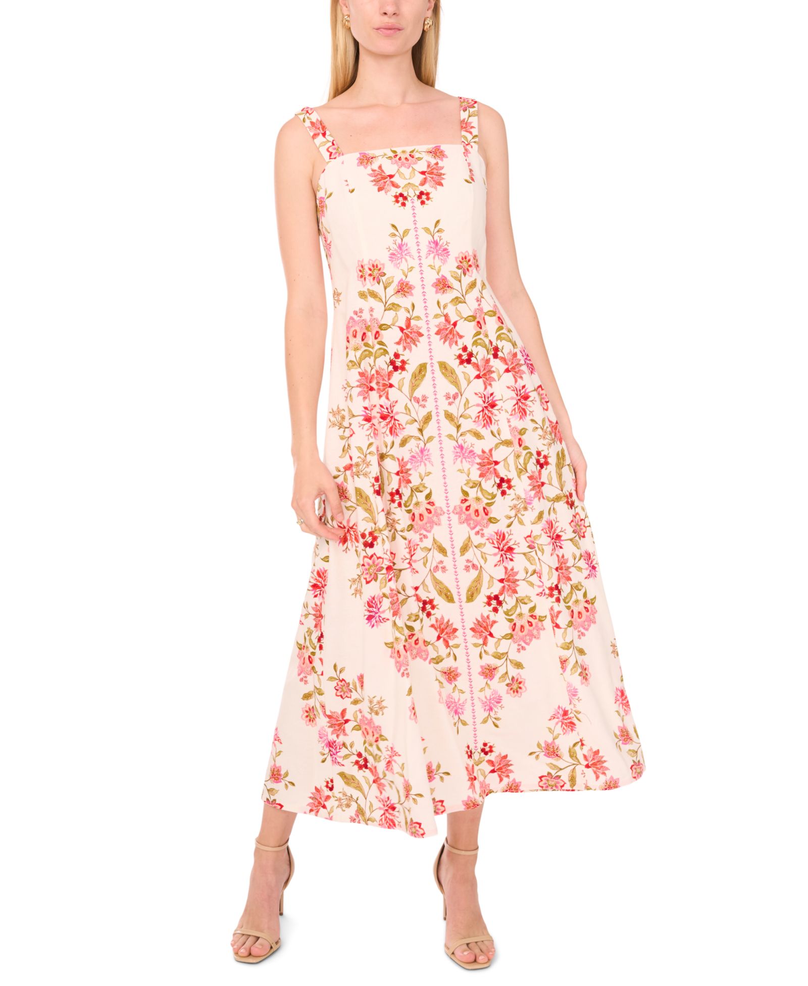 Женское платье CeCe Square Neck Panel Maxi Dress