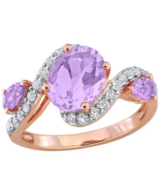 Macy's Amethyst (2-3/8 ct. t.w.) & White Topaz (5/8 ct. t.w.) Ring in 18k Rose Gold-Flash Plated Silver
