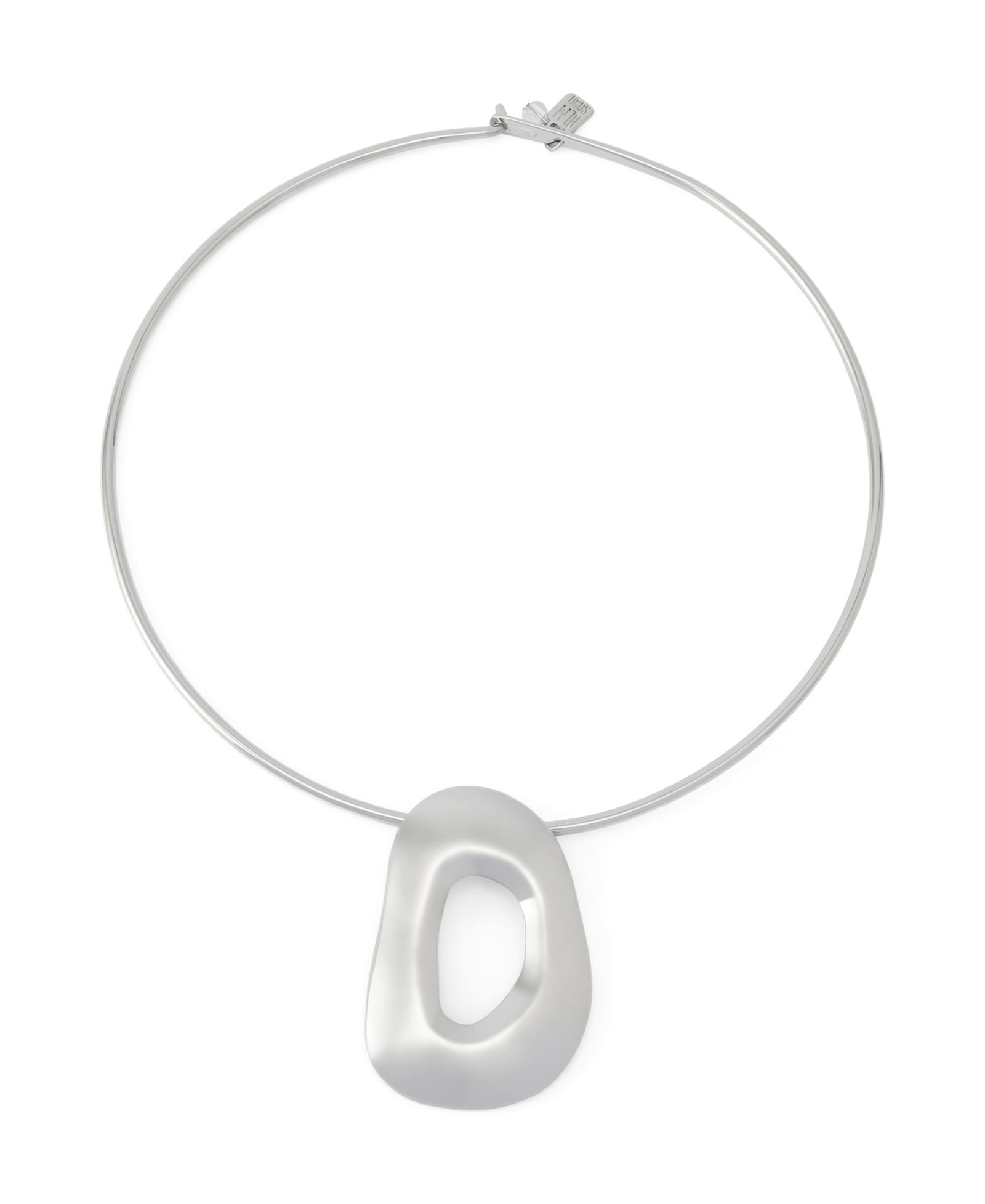 Robert Lee Morris Soho Rhodium Sculpted Link Pendant Wire Collar Necklace