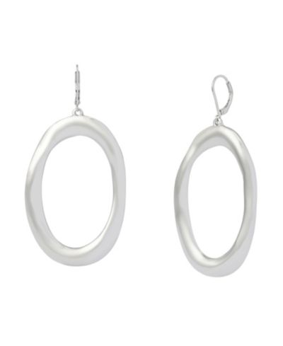 Robert Lee Morris Soho Rhodium Sculpted Oval Drop Earrings