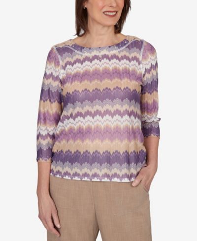 Женский трикотажный топ Alfred Dunner Grand Bazaar Rippled Stripes