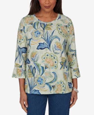 Трикотажный топ Alfred Dunner Женский Indigo Girls Bold Meadow Floral