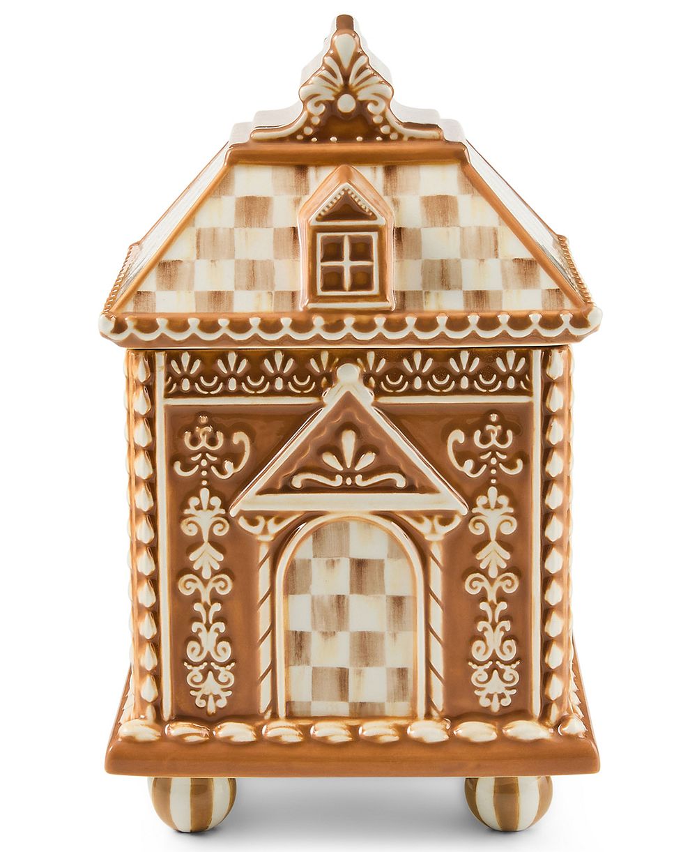 Маленькая банка MacKenzie-Childs Mocha Check Gingerbread