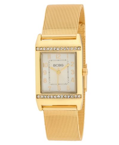BCBG Women's Quartz Rectangle Gold Stainless Steel Watch 23mm
