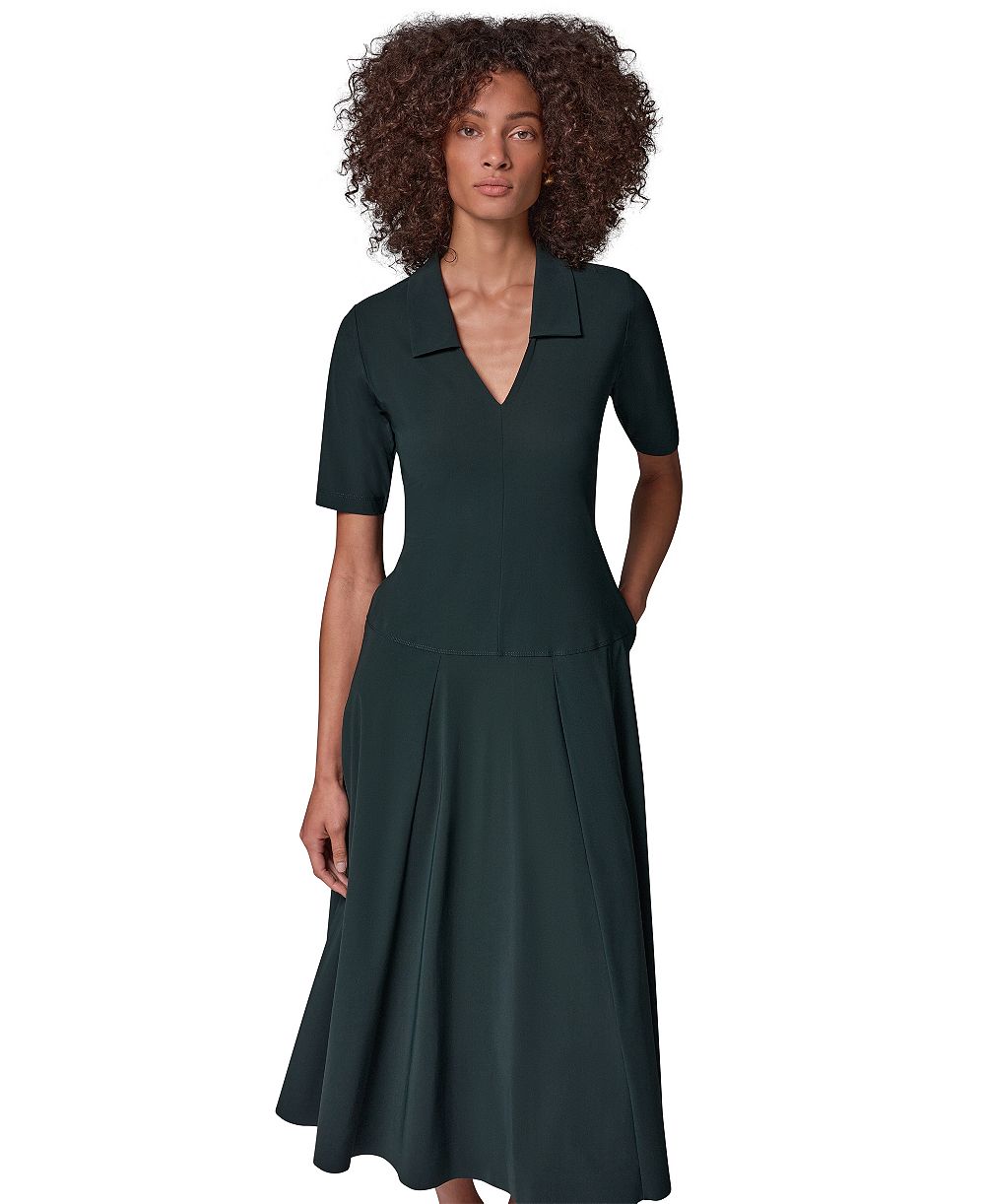 Женское миди-платье Donna Karan Weekend V-Neck A-Line с карманами