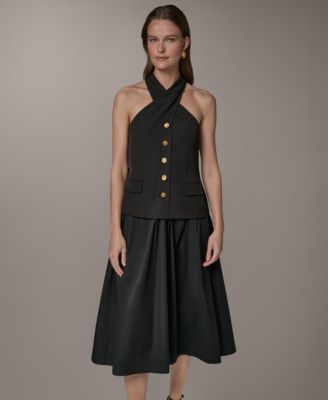 Donna Karan New York Petite Twist Halter Neck Dress