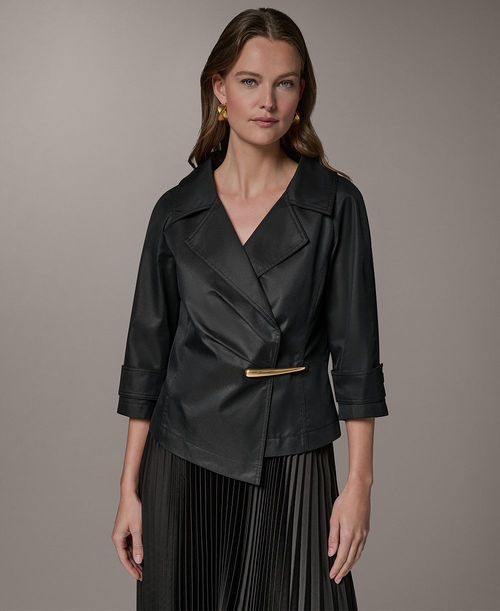 Donna Karan New York Petite Bar Hardware Notch Lapel Collar Blazer