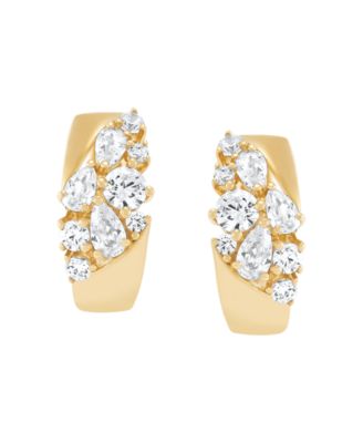 Macy's Серьги-кольца Lab-Grown White Sapphire (1-7/8 ct. t.w.) в 14k Yellow Gold-Plated Sterling Silver
