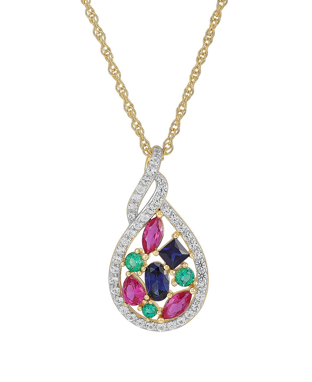 Подвеска-кулон Multi-Gemstone 14k Yellow Gold-Plated Sterling Silver