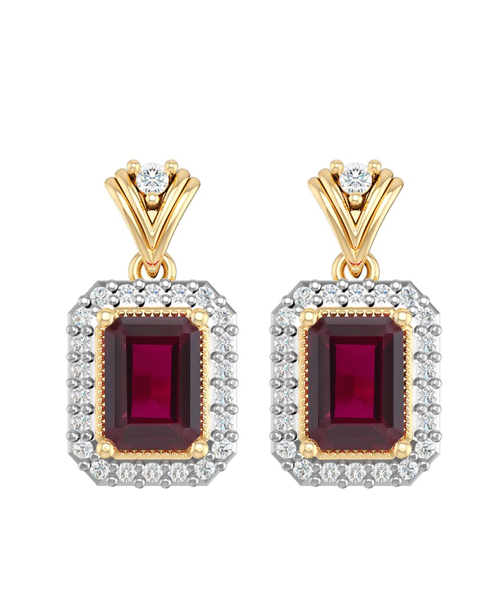 Macy's Lab-Grown Ruby (2-1/2 ct. t.w.) & Lab-Grown White Sapphire (1/2 ct. t.w.) Earrings in 14k Yellow Gold-Plated Sterling Silver