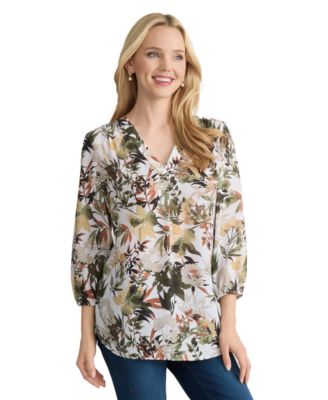 Jones New York Petite Floral Print Top