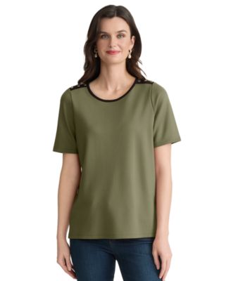 Jones New York Petite топ с заниженной линией плеча