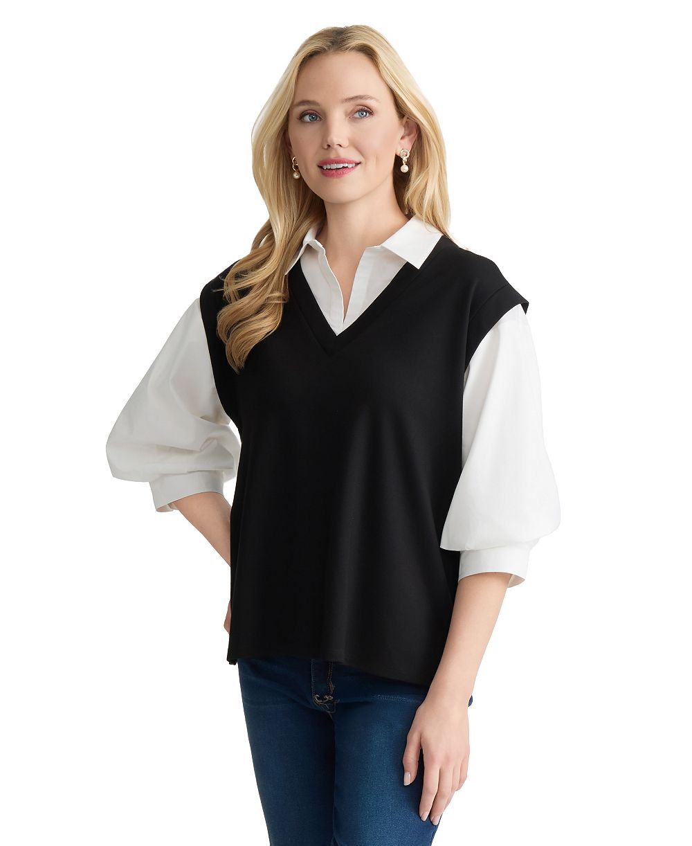 Женский топ Jones New York Petite Collared Serenity Twofer