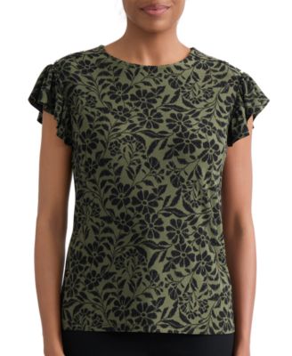 Женский топ Jones New York Petite Flutter-Sleeve Crewneck
