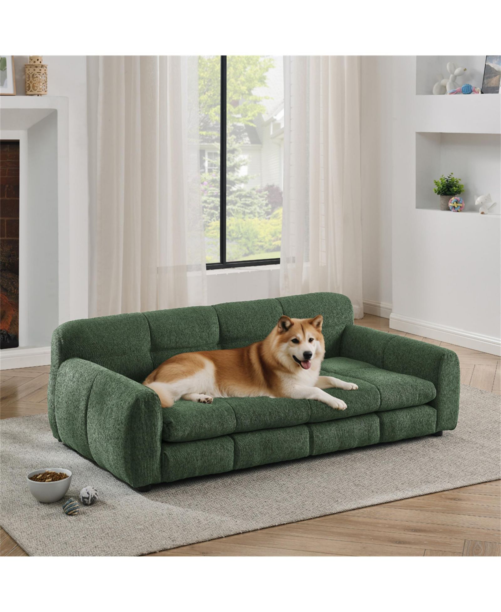 Clihome Large Dog Sofa Comfortable Pet Couch with High Back and Armrests for Big and Oversized Dogs