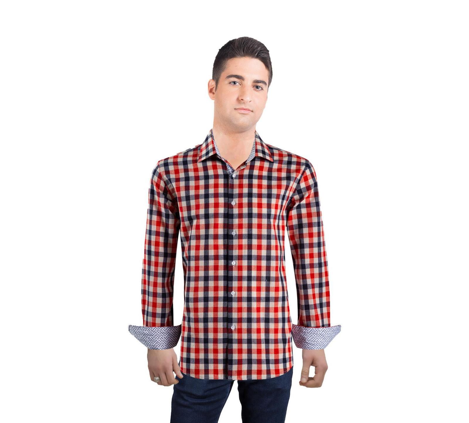 Elie Balleh Мужская рубашка в клетку Gingham Slim Fit