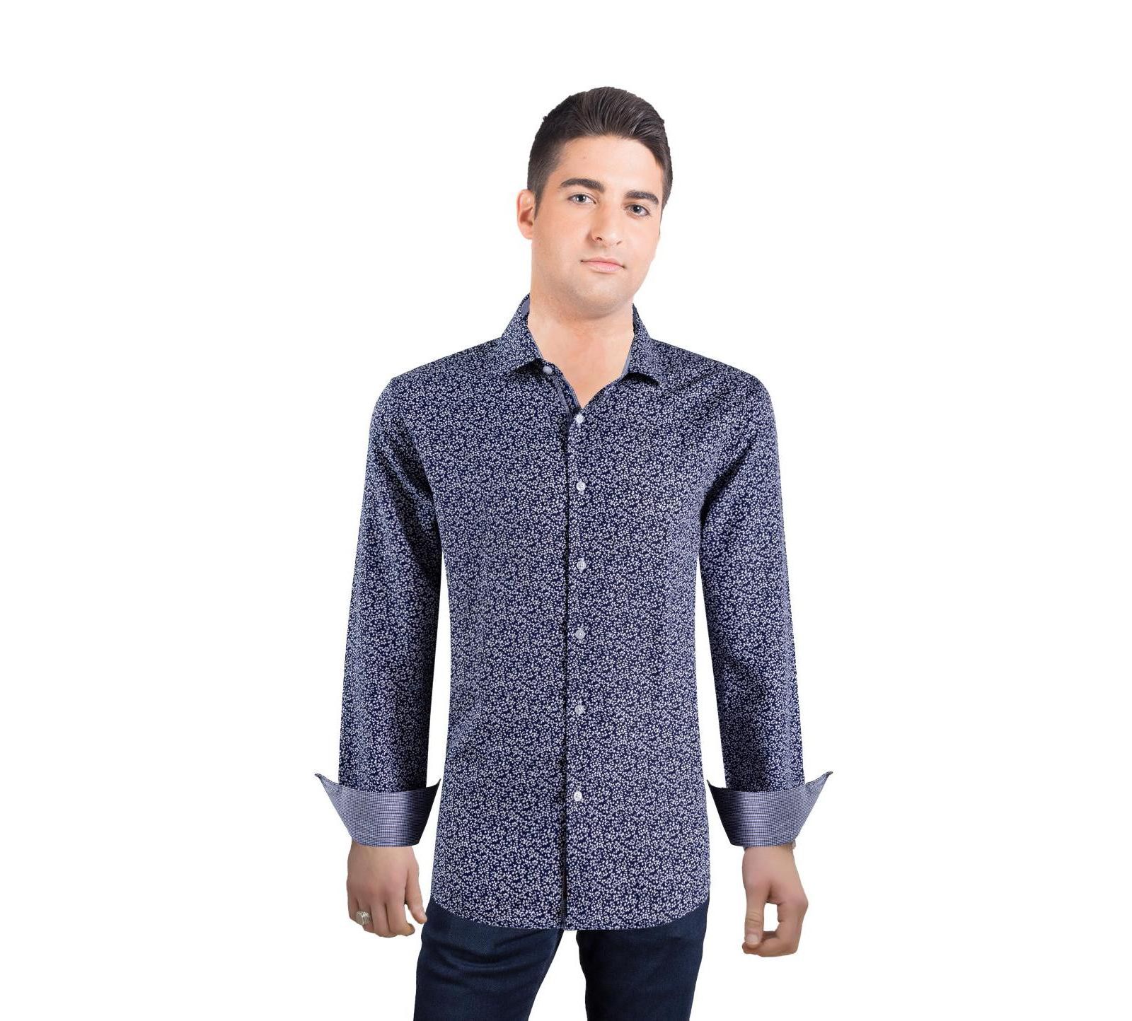 Elie Balleh Men's Slim Fit Floral Printed Button-Down Shirt