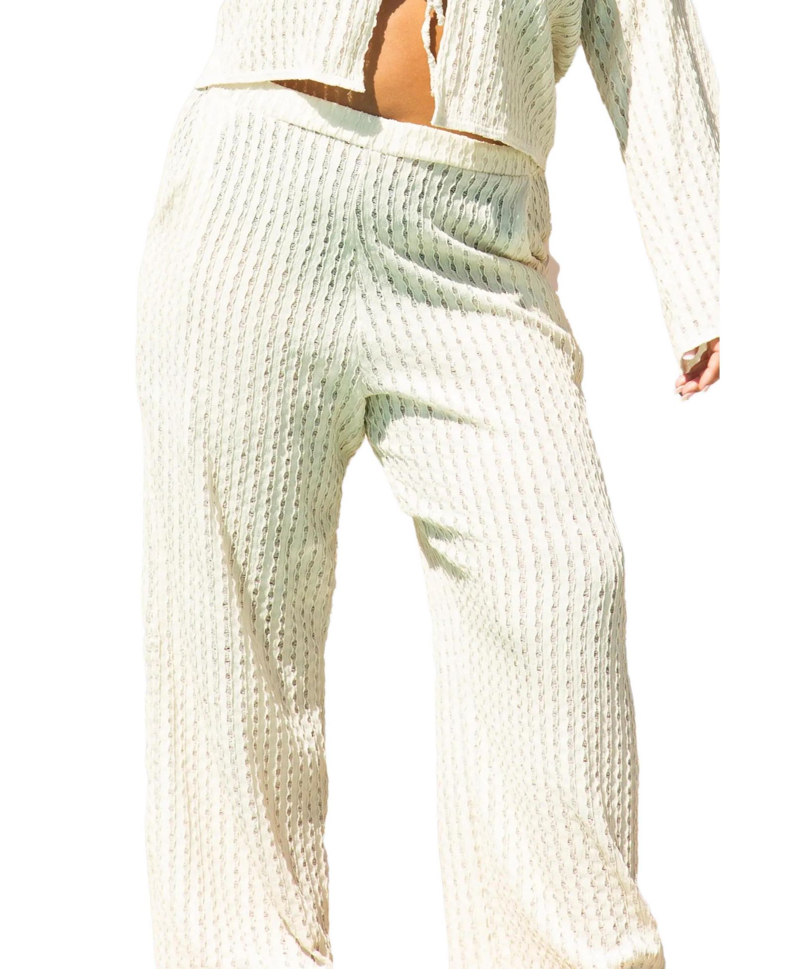 FASHION-SZN CURVE Women's Wide Leg Crochet Resort Pants