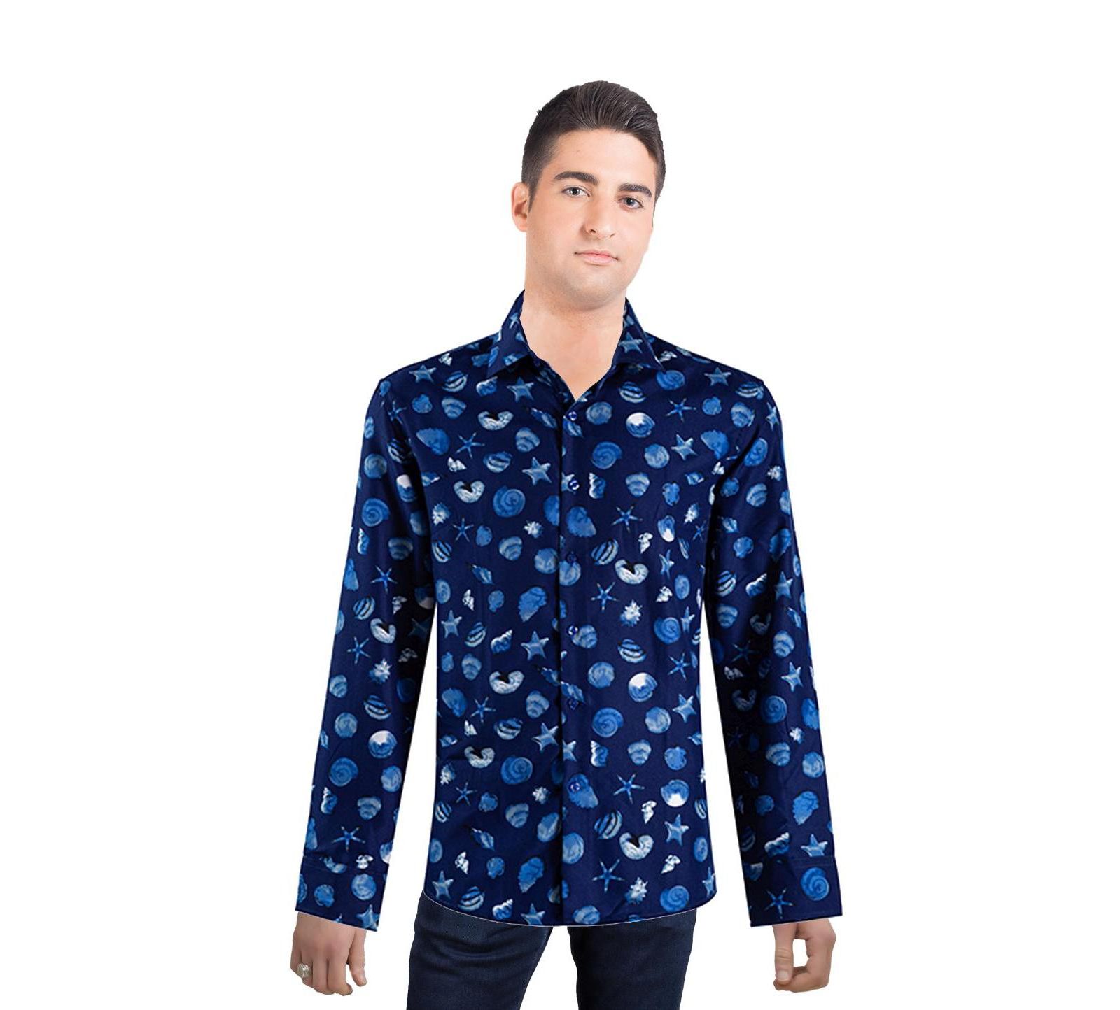 Elie Balleh Men's Slim Fit Sea Shell Print Shirt