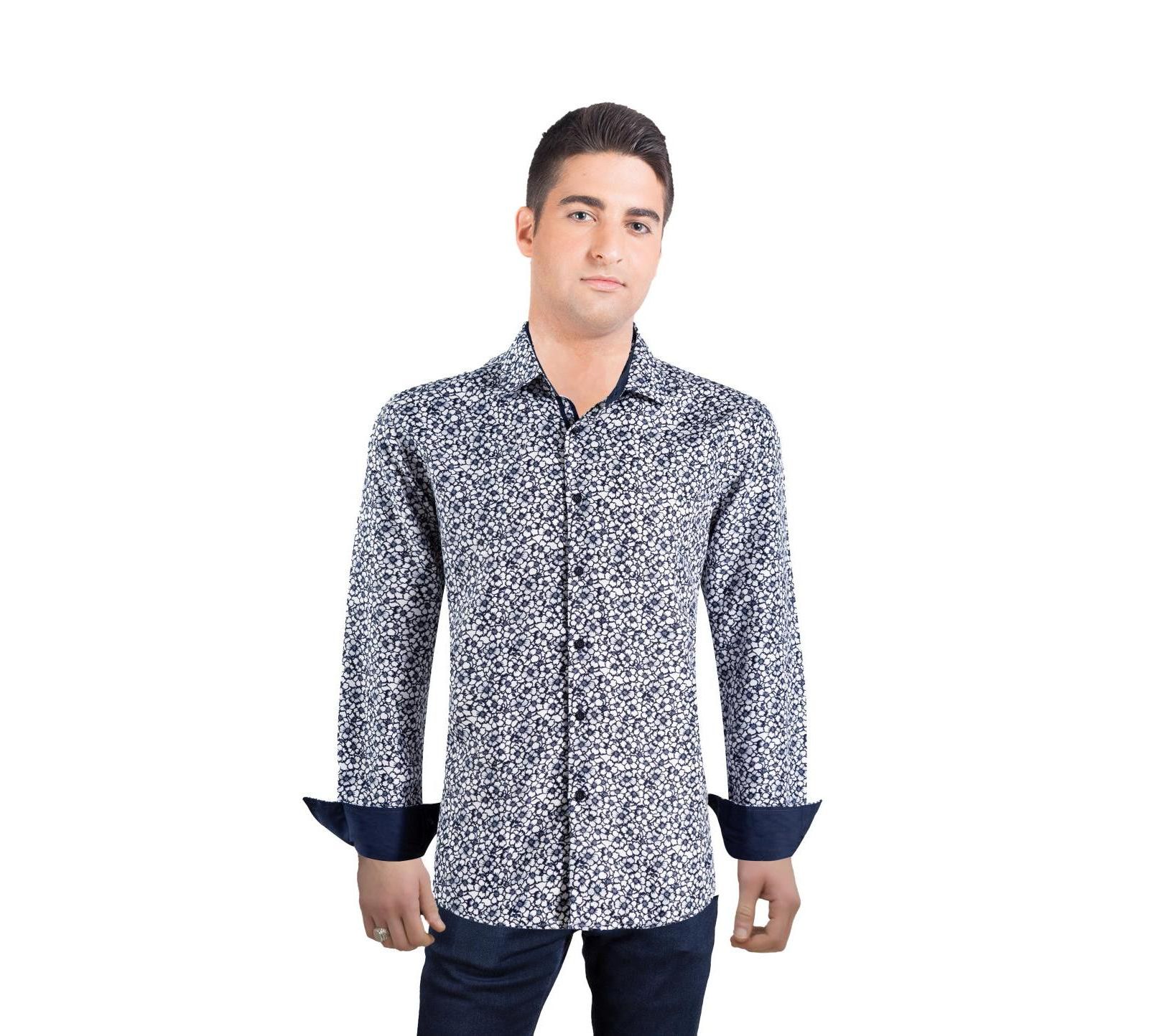 Elie Balleh Men's Slim Fit Floral Print Button-Down Shirt for Men