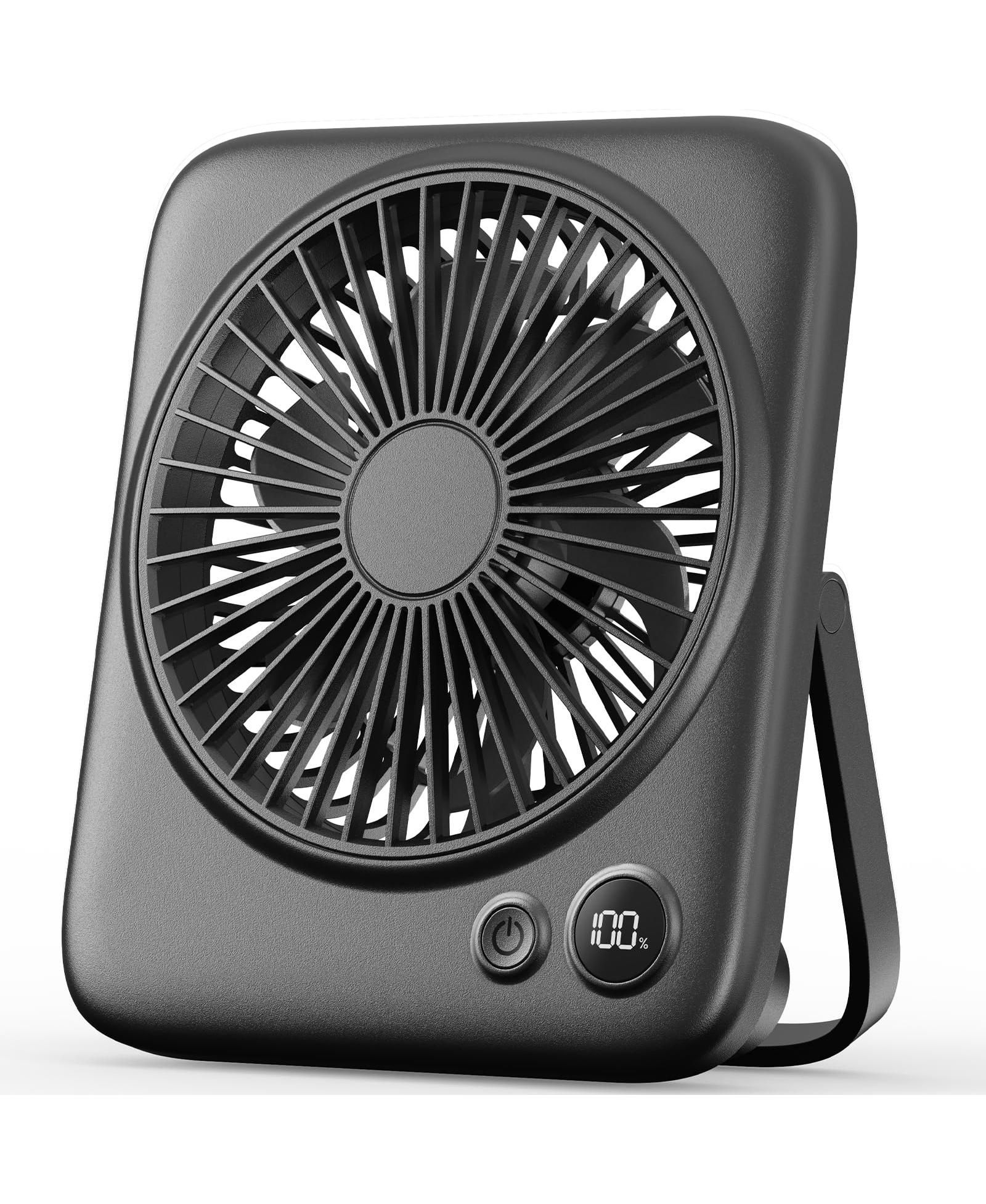 GNUADZ Portable Camping Fan, Rechargeable, USB, Wireless, 4-Speed Silent, LED, Foldable, 4000mAh