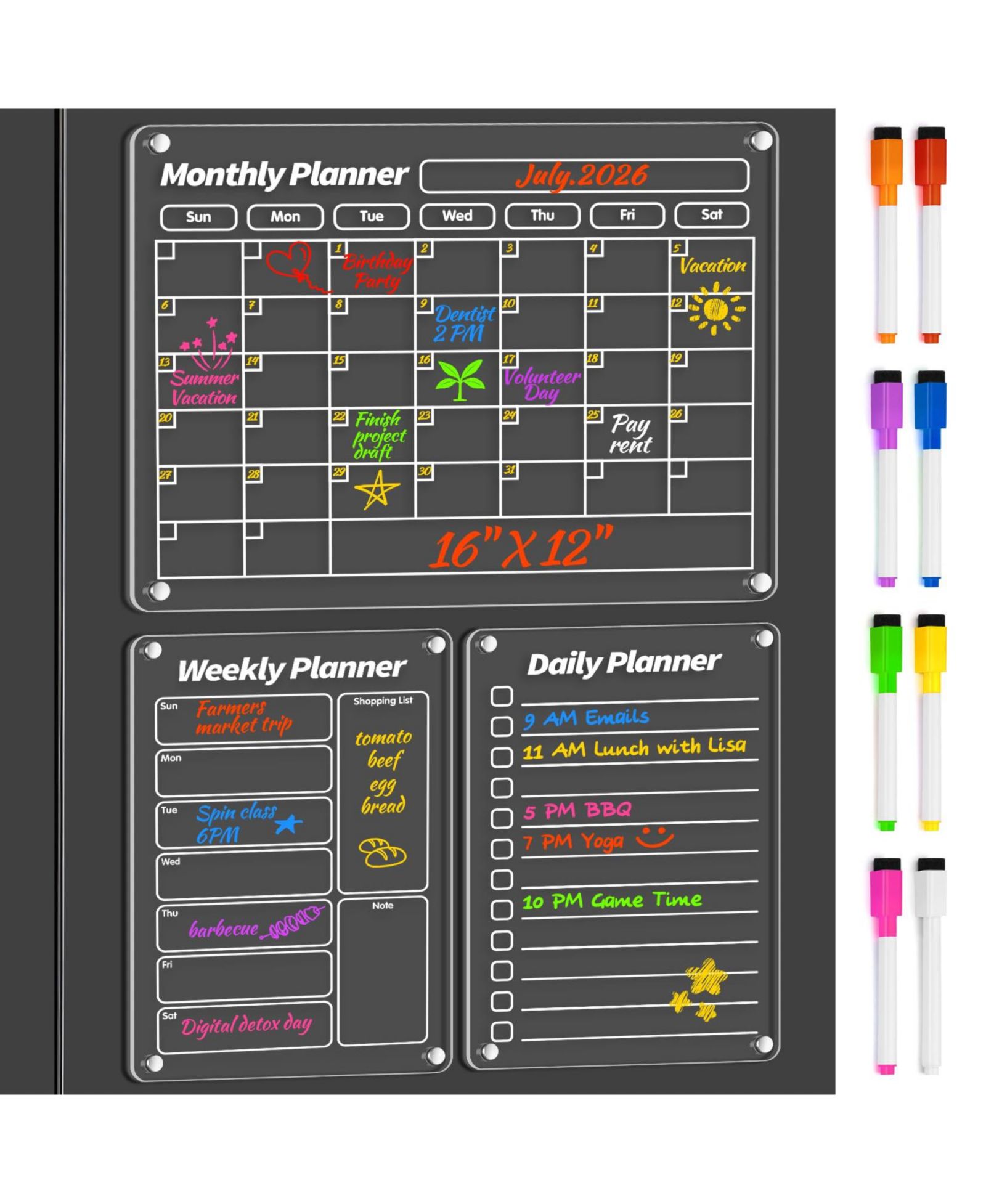 Магнитный календарь-доска GNUADZ Monthly Planner Fridge