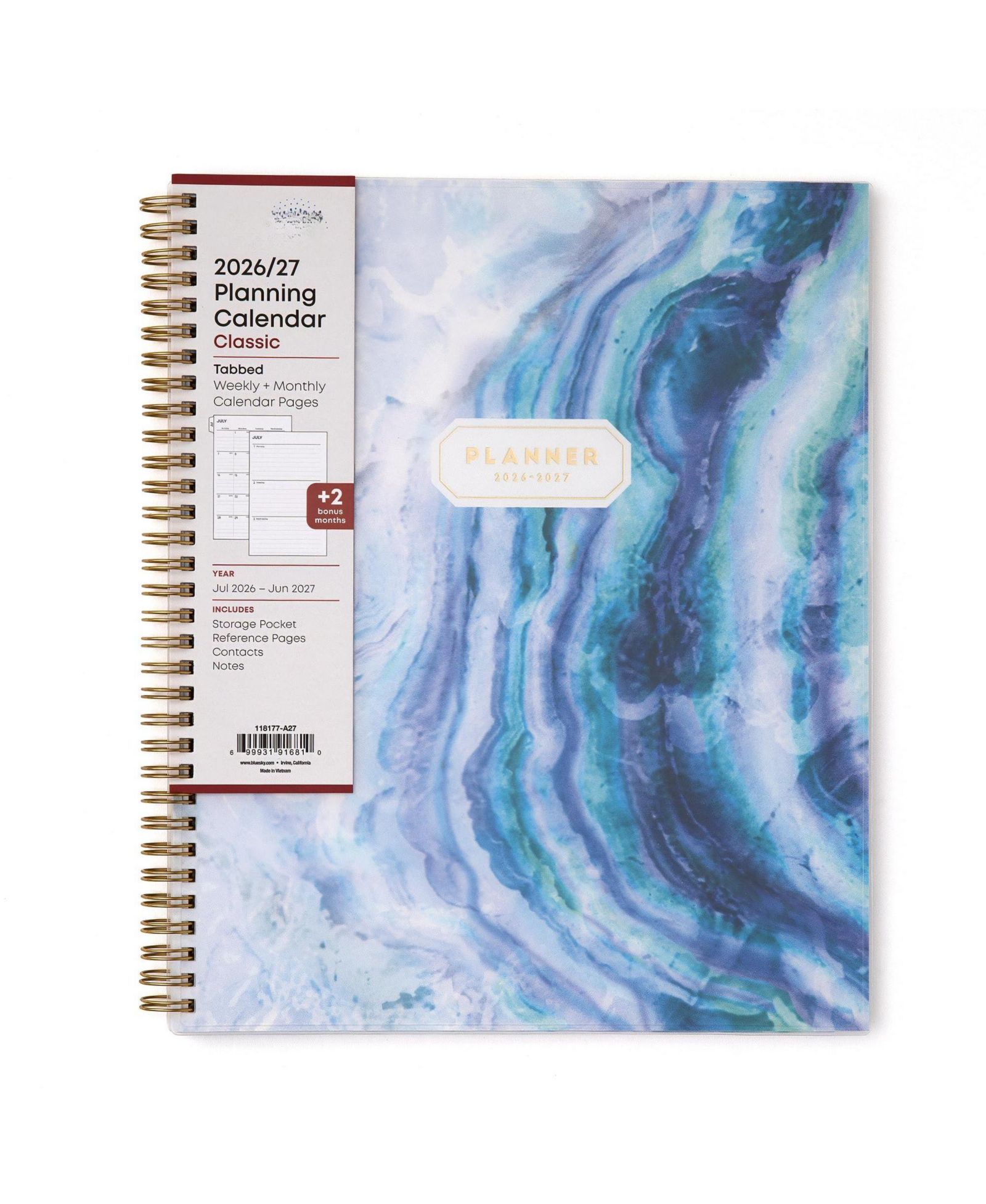 Еженедельник-планнер GNUADZ Gemma Academic 2026-2027 Weekly Monthly Wirebound