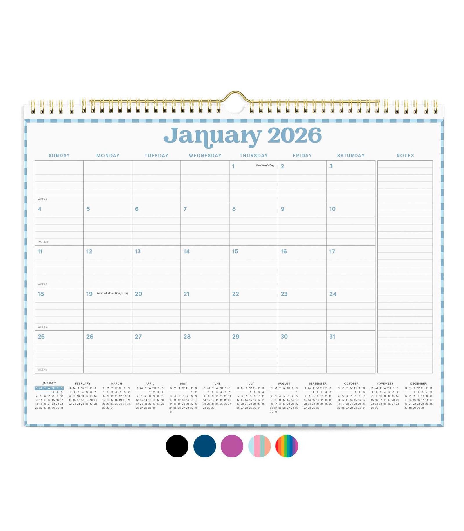 GNUADZ 2026 Calendar 12 Months Minimalist Pastel Wall Desk Monthly Yearly Notes