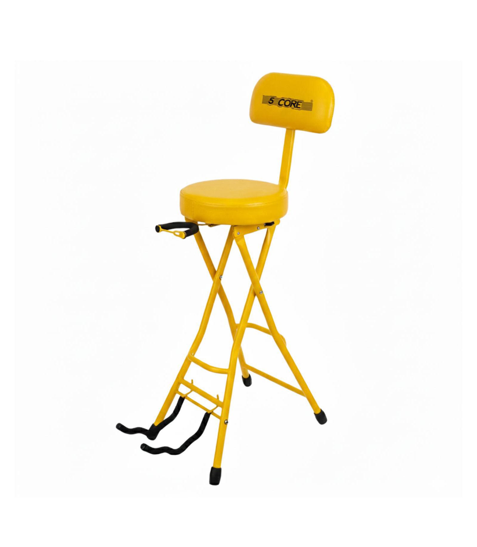 5 Core Guitar Stool 3.15" Padded Chair w Backrest Foldable Music Seat Built in Foot Rest Guitar Stand