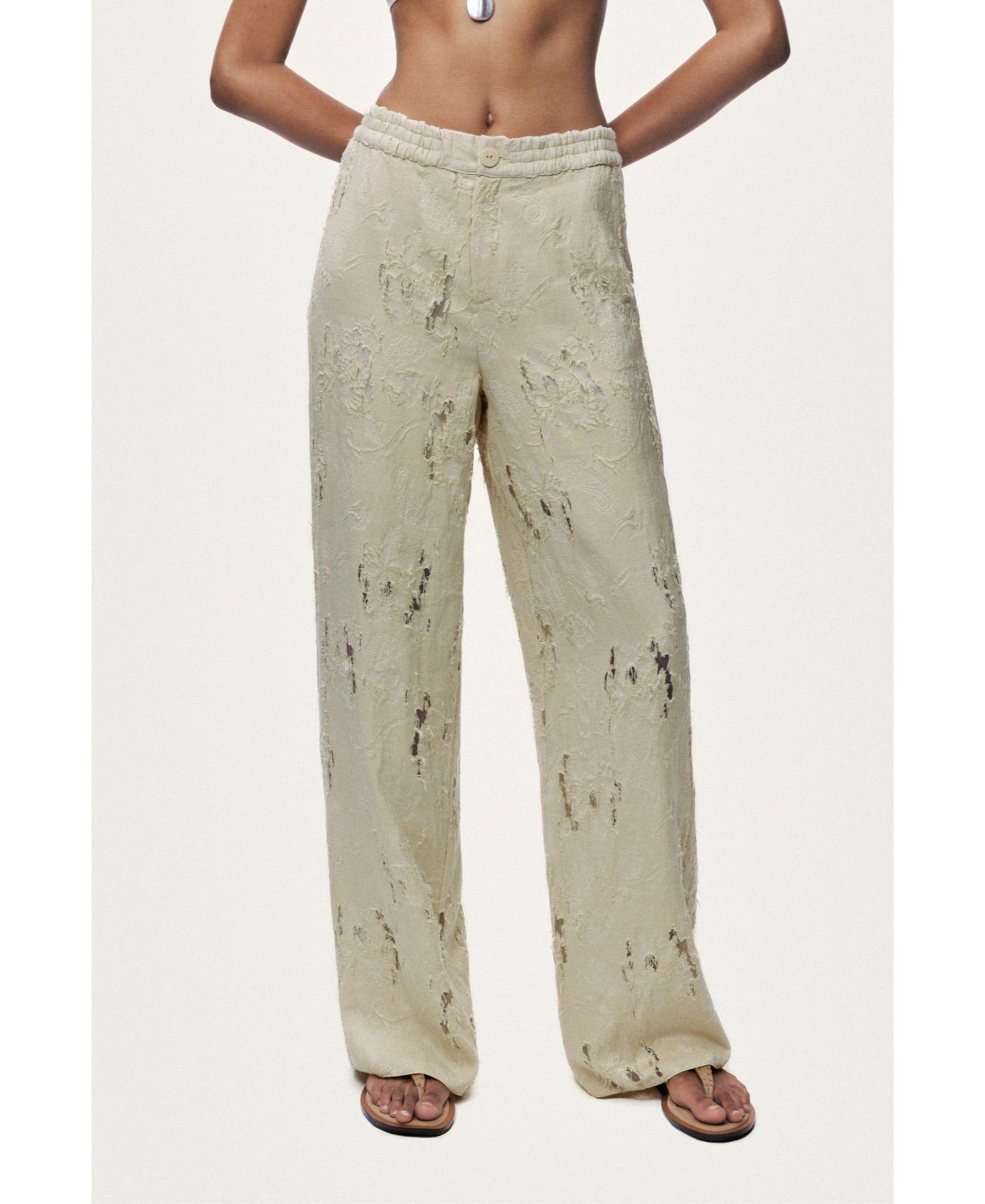 NOCTURNE Women's Jacquard Wide-Leg Trousers