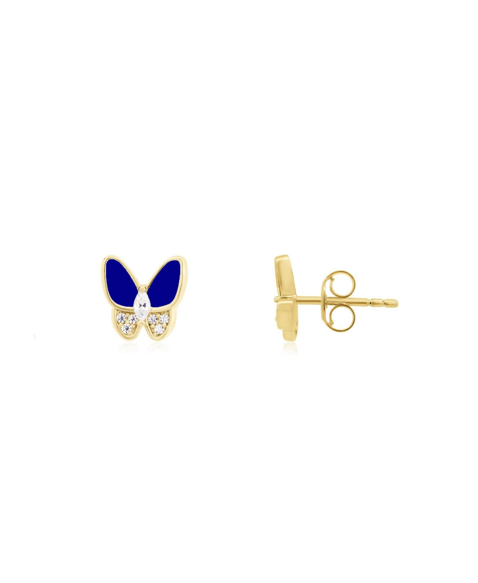 The Lovery Серьги-гвоздики Lapis CZ с покрытием 14K Gold-Plated из серебра
